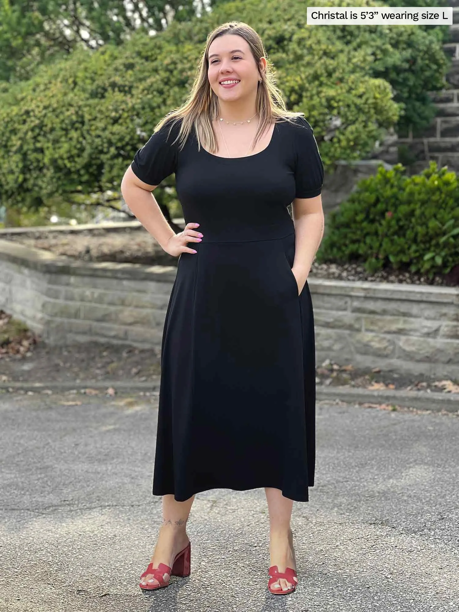 Anika puff sleeve midi dress - FINAL SALE