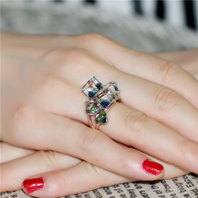 Arctic Roses Rose Gold Crystal Ring
