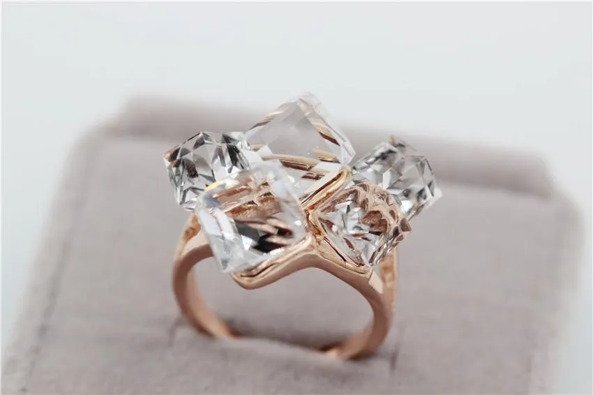 Arctic Roses Rose Gold Crystal Ring