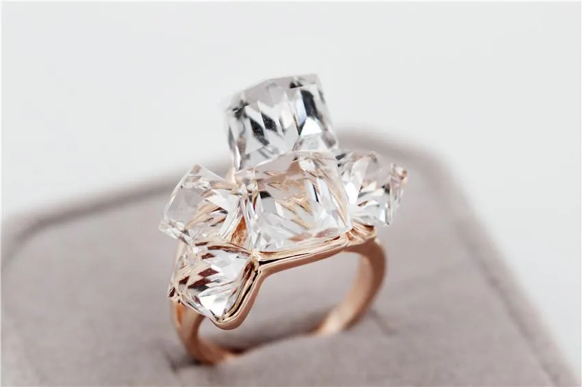 Arctic Roses Rose Gold Crystal Ring