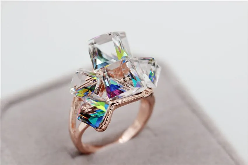Arctic Roses Rose Gold Crystal Ring