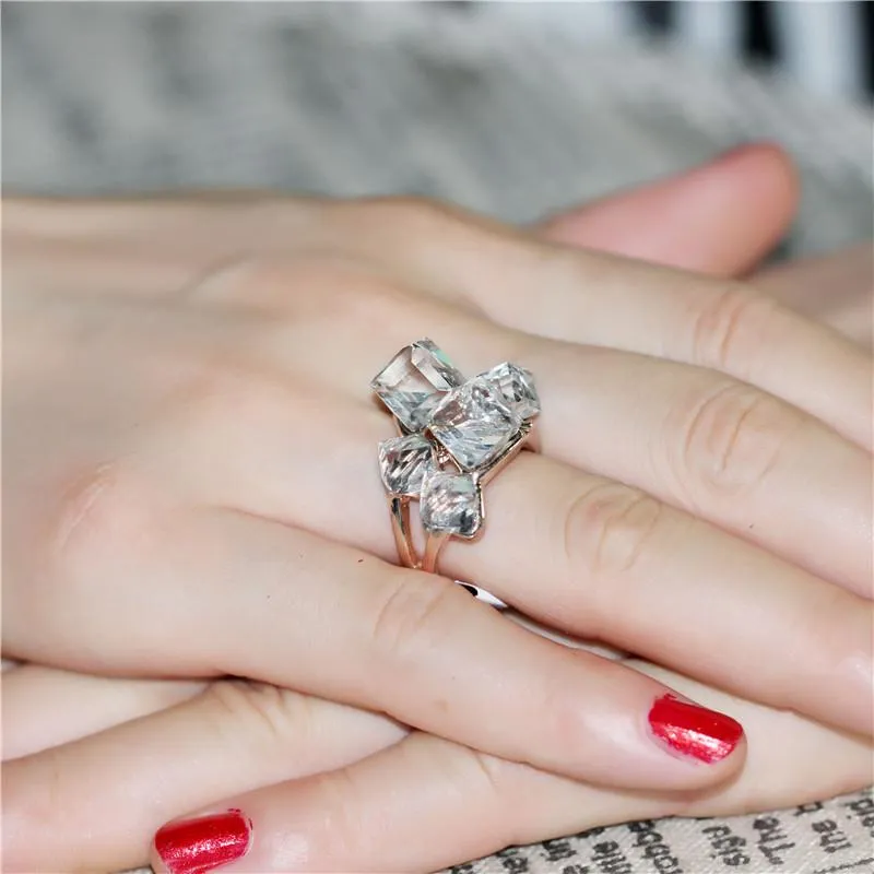 Arctic Roses Rose Gold Crystal Ring