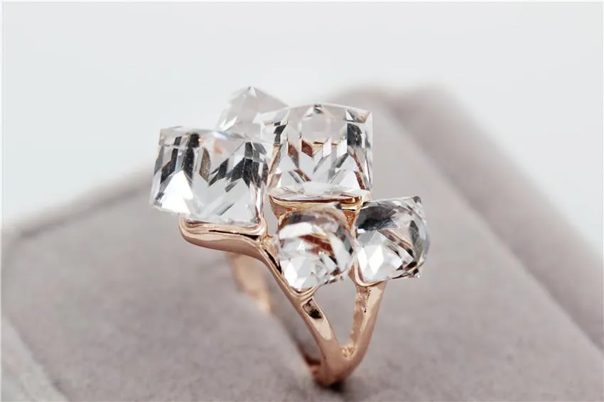 Arctic Roses Rose Gold Crystal Ring