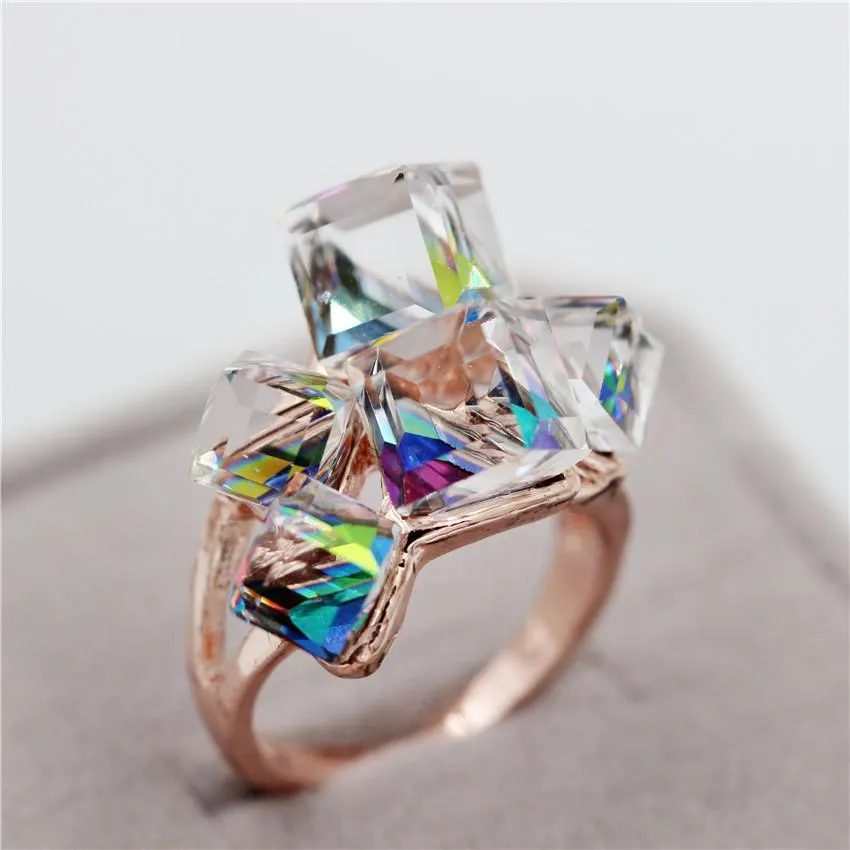 Arctic Roses Rose Gold Crystal Ring