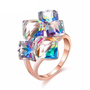 Arctic Roses Rose Gold Crystal Ring
