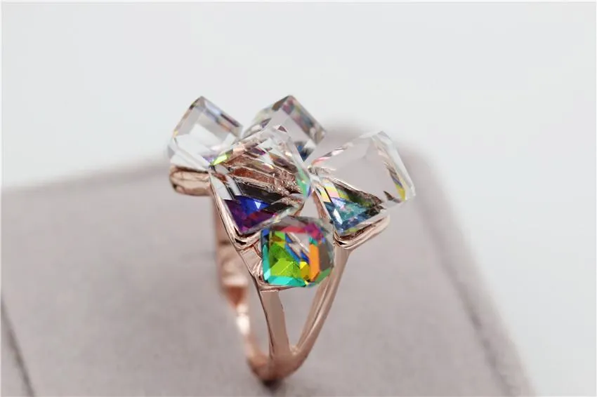 Arctic Roses Rose Gold Crystal Ring