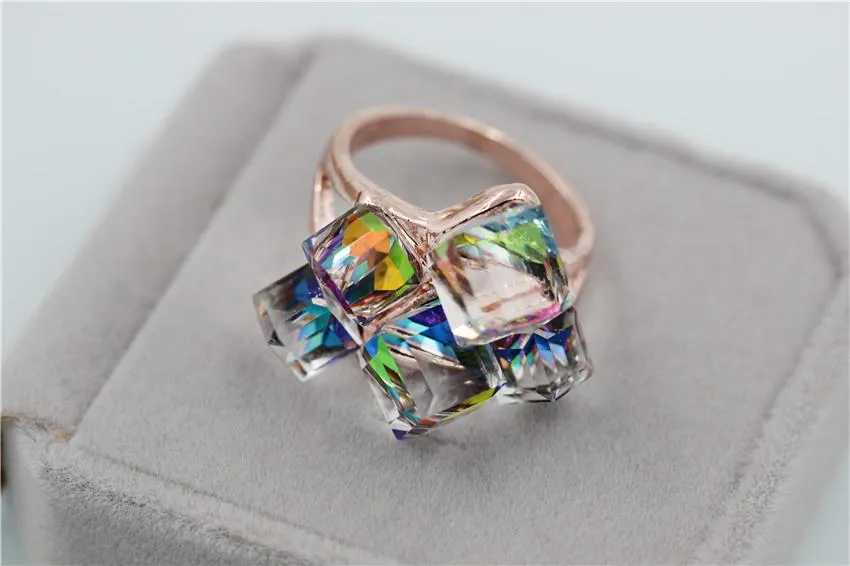 Arctic Roses Rose Gold Crystal Ring
