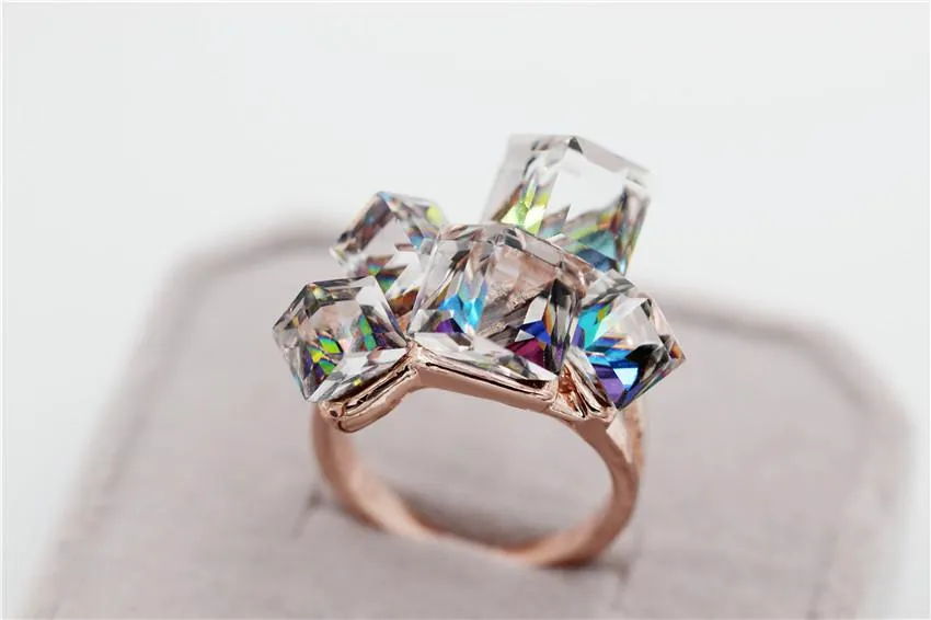 Arctic Roses Rose Gold Crystal Ring