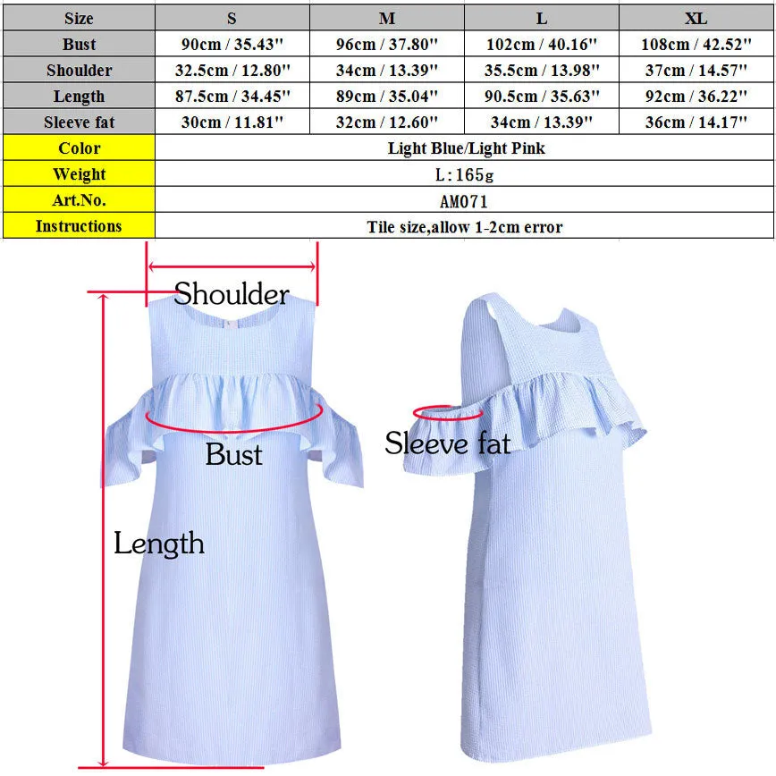 Bear Shoulder Ruffles Stripes Loose Short Dress