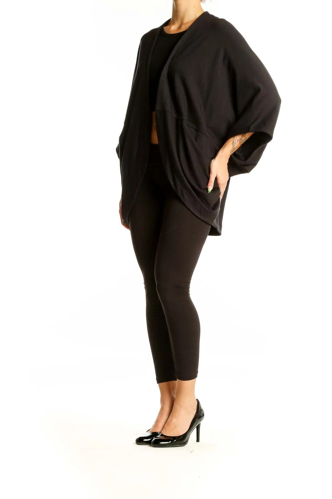 Black Flowy Knit Cardigan