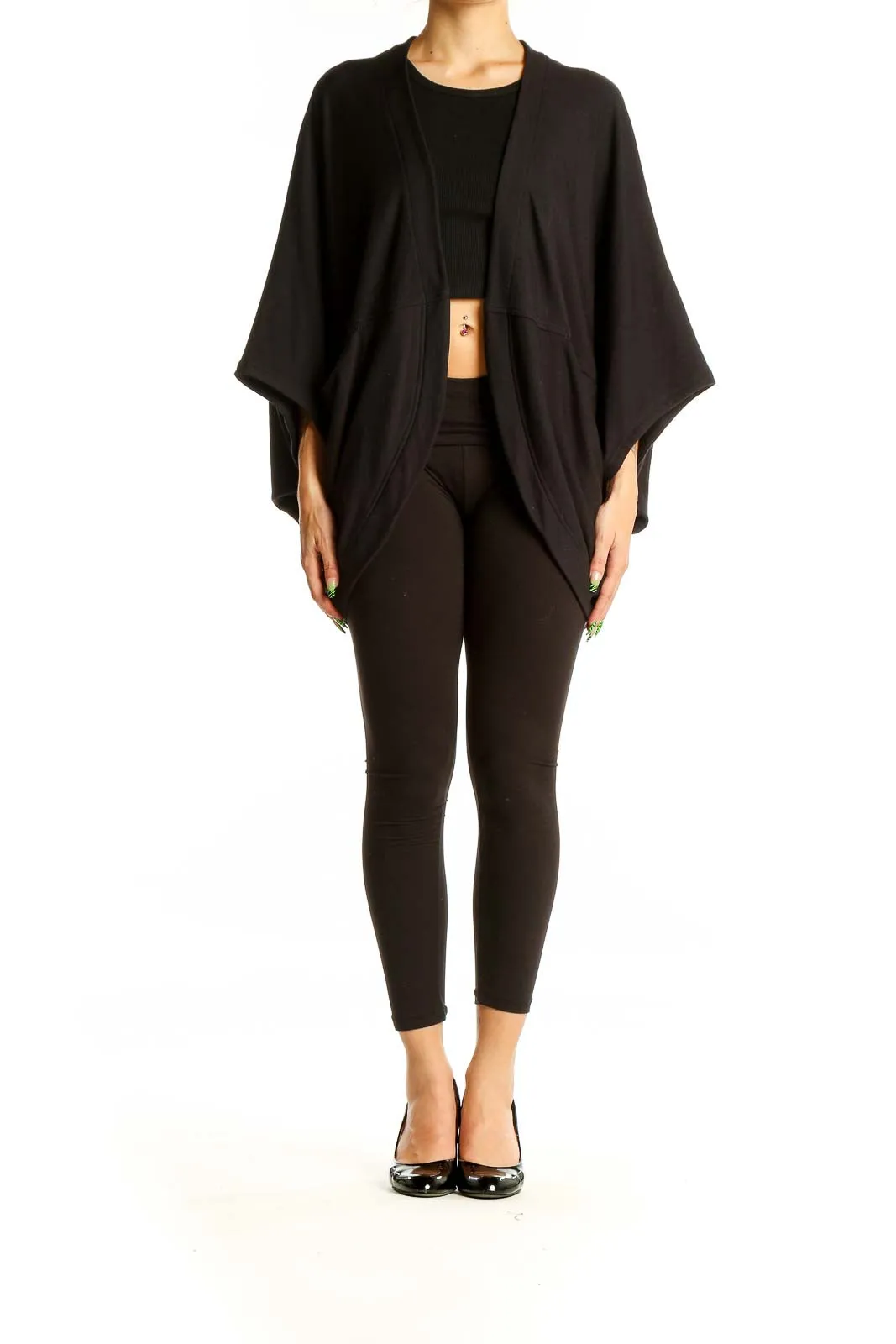 Black Flowy Knit Cardigan