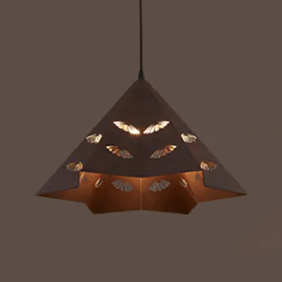 Black Triangle Metal Hanging Lamp for Restaurant with One Light and Industrial Style