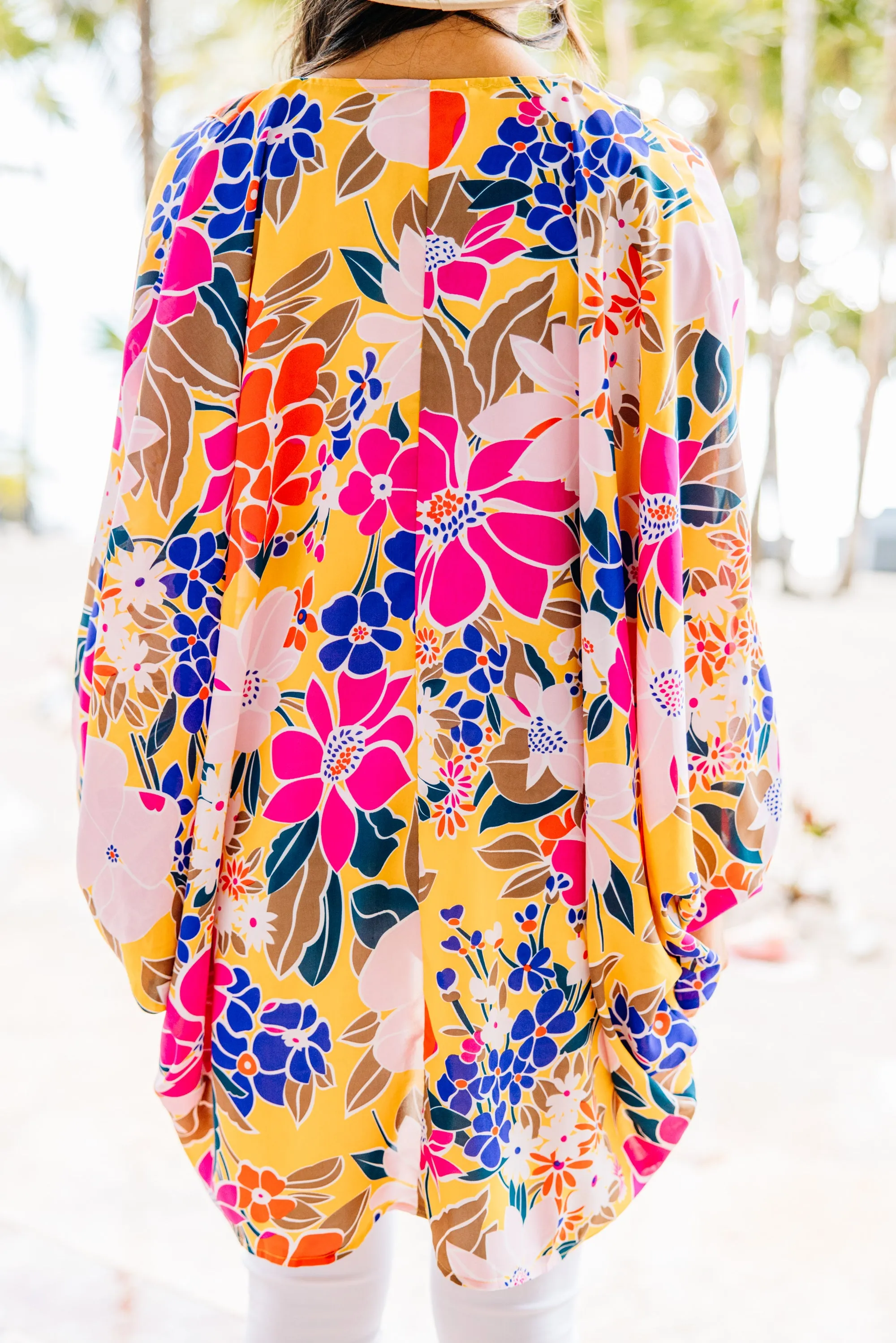 Bring The Drama Lemon Yellow Floral Kimono