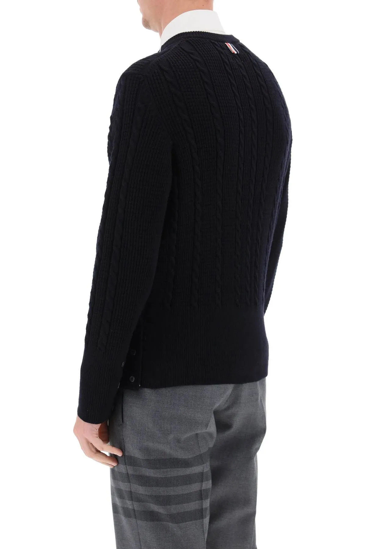 cable wool sweater with rwb detail