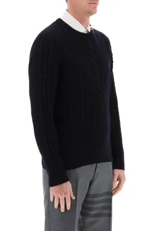 cable wool sweater with rwb detail