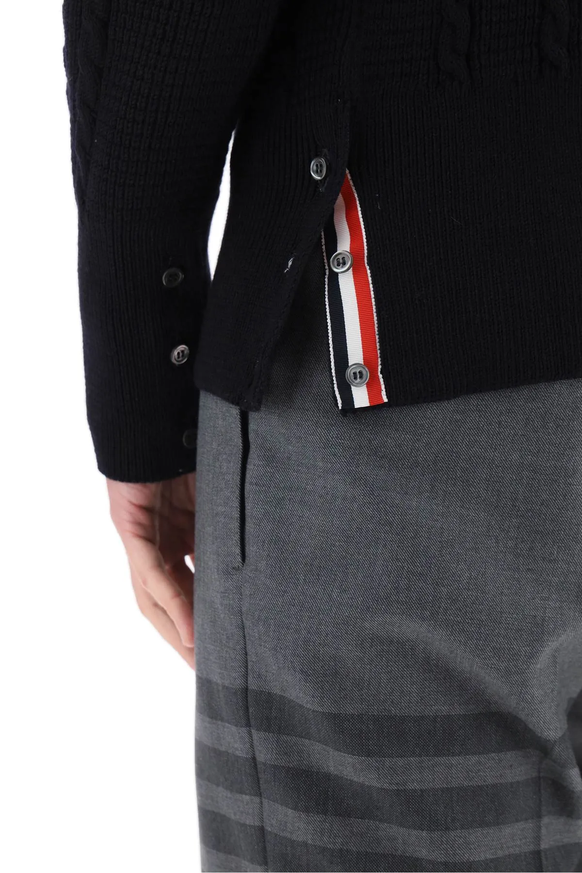 cable wool sweater with rwb detail