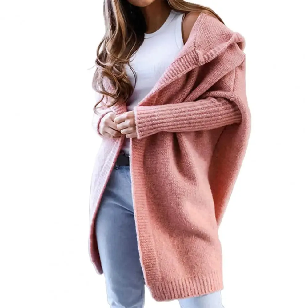 Cardigan Women Loose Batwing Sleeve Sweaters Autumn New Hooded Sweater Coat