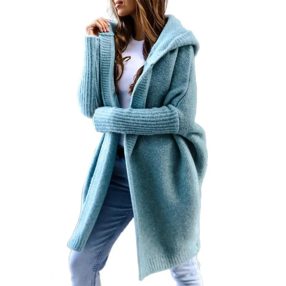 Cardigan Women Loose Batwing Sleeve Sweaters Autumn New Hooded Sweater Coat
