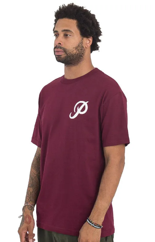 Classic P Core T-Shirt - Burgundy/White