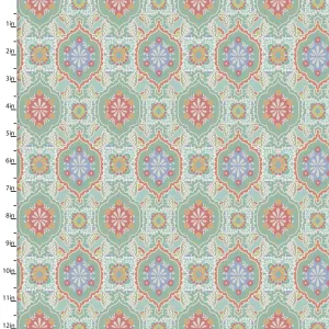 Fabric Editions Quentin Floral on Turquoise Cotton Prints