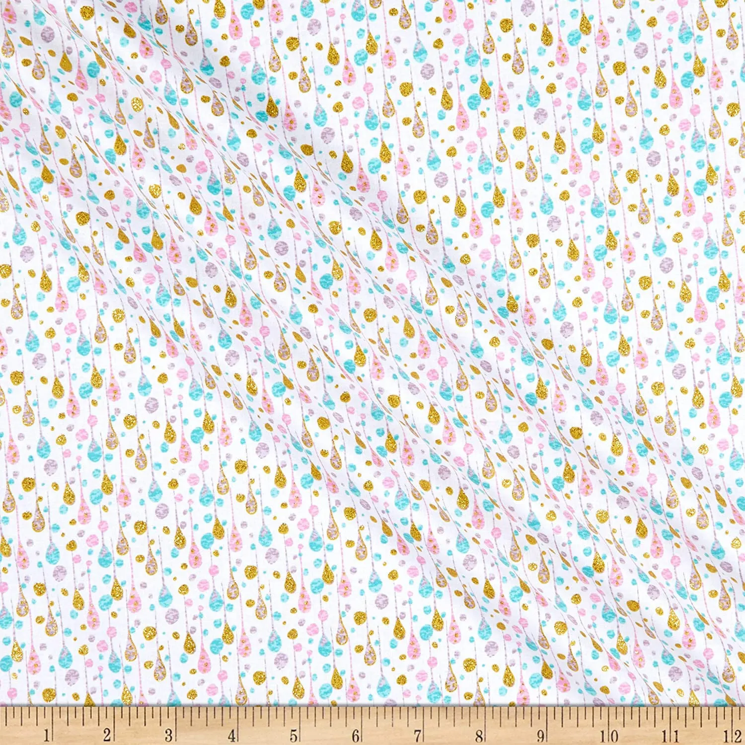 Fabric Editions Unicorn Sparkle Multi-Colour Raindrop Cotton Prints