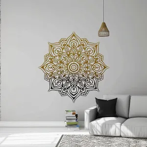 Gold and Black Gradient Mandala Wall Sticker Decals | Yoga Studio  Boho Meditation Room Decor | Elegant Vinyl Decal for Home Decoration