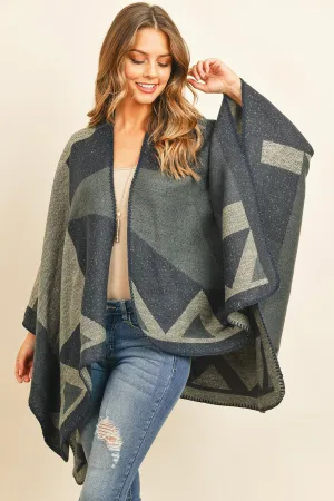 Hdf3141 - Chevron Open Front Kimono