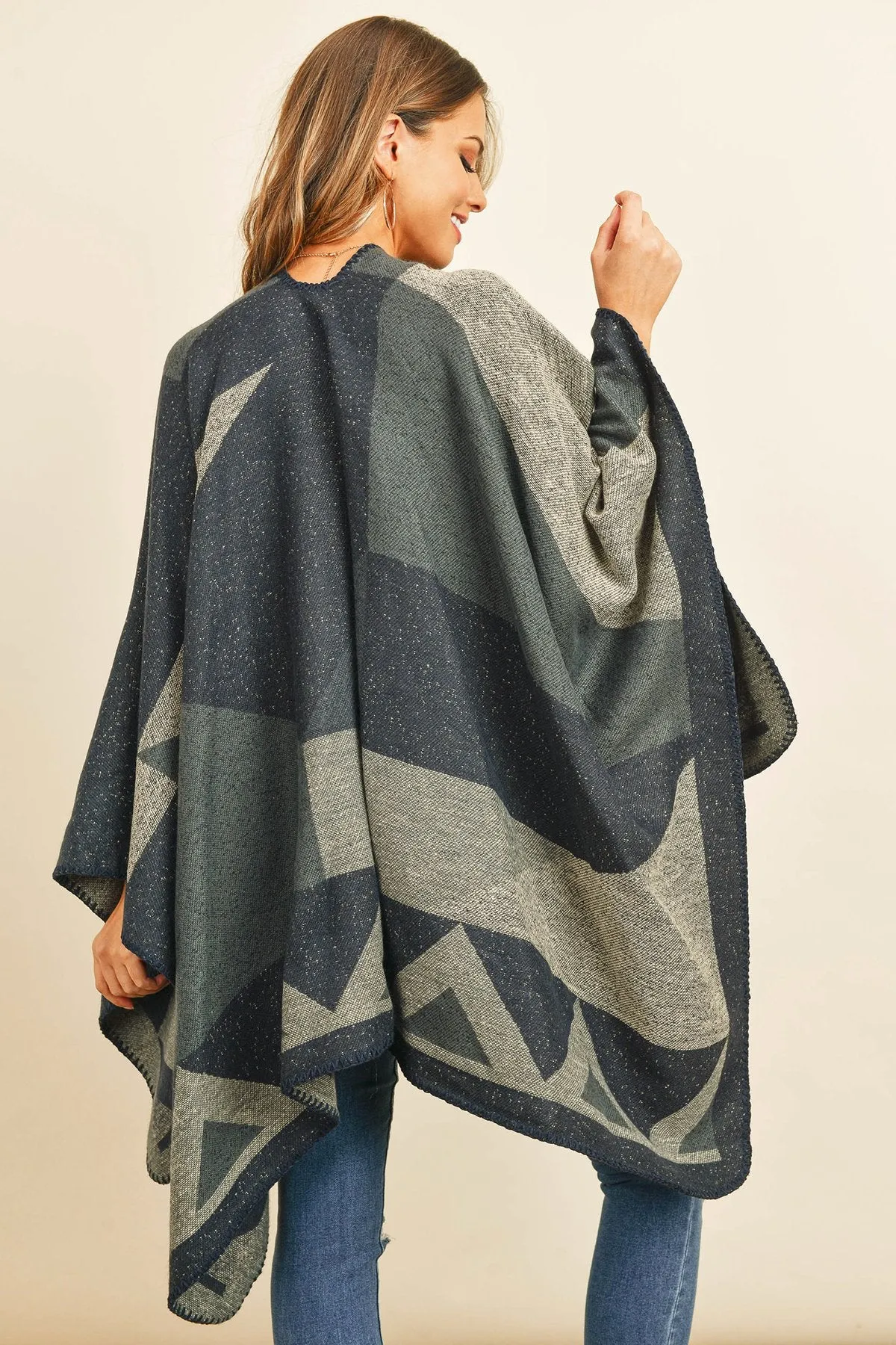Hdf3141 - Chevron Open Front Kimono