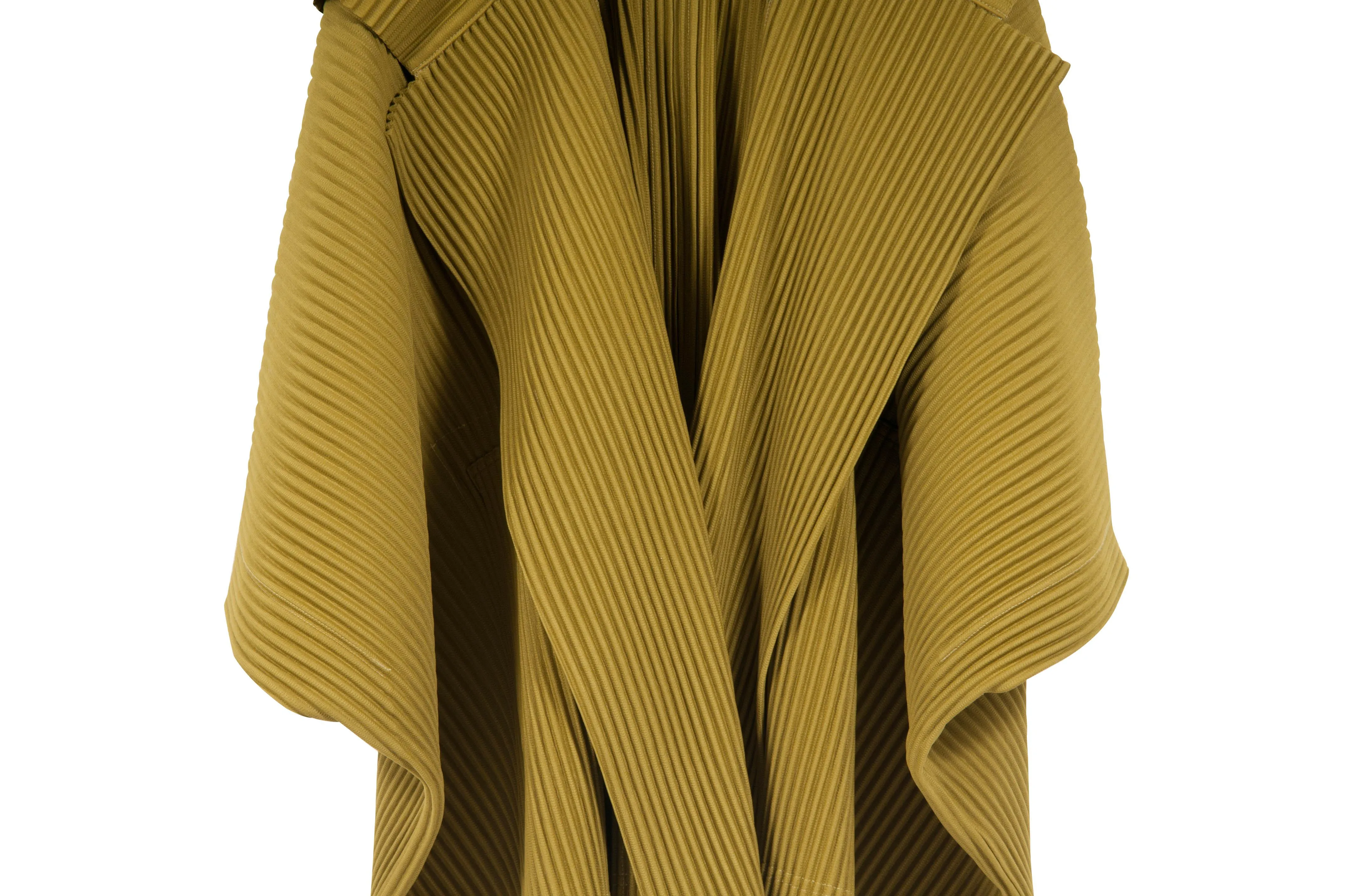 Homme Plisse Mustard Green Hooded Jacket
