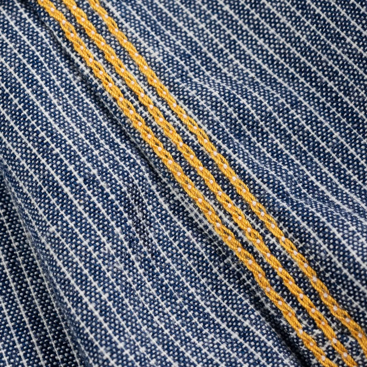 Iron Heart IHSH-285-PIN 5.5oz Selvedge Chambray Short Sleeve Work Shirt - Hairline Stripe