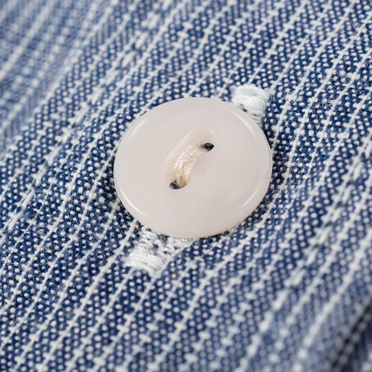 Iron Heart IHSH-285-PIN 5.5oz Selvedge Chambray Short Sleeve Work Shirt - Hairline Stripe