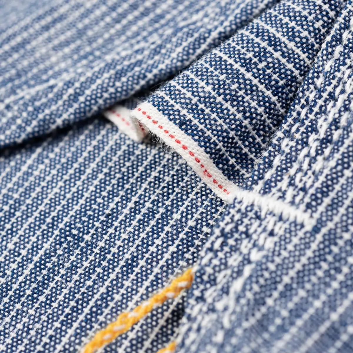 Iron Heart IHSH-285-PIN 5.5oz Selvedge Chambray Short Sleeve Work Shirt - Hairline Stripe