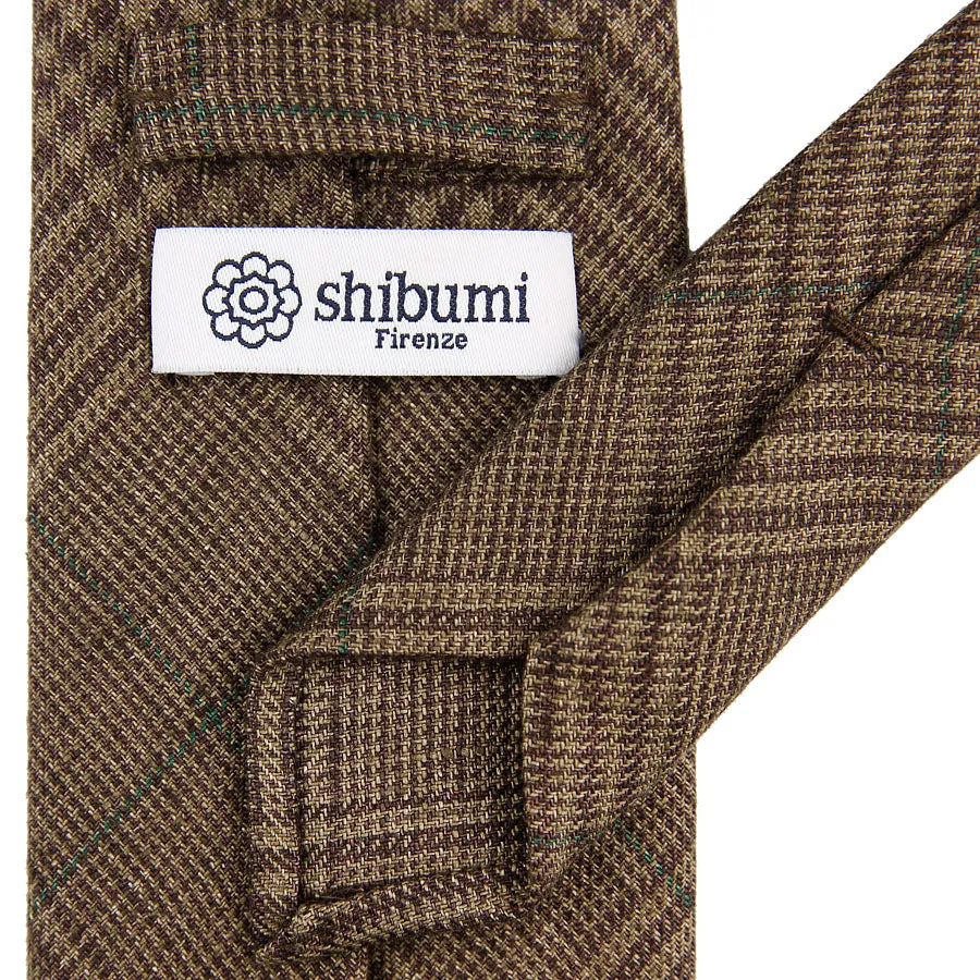 Maison Hellard Glencheck Linen Tie - Brown