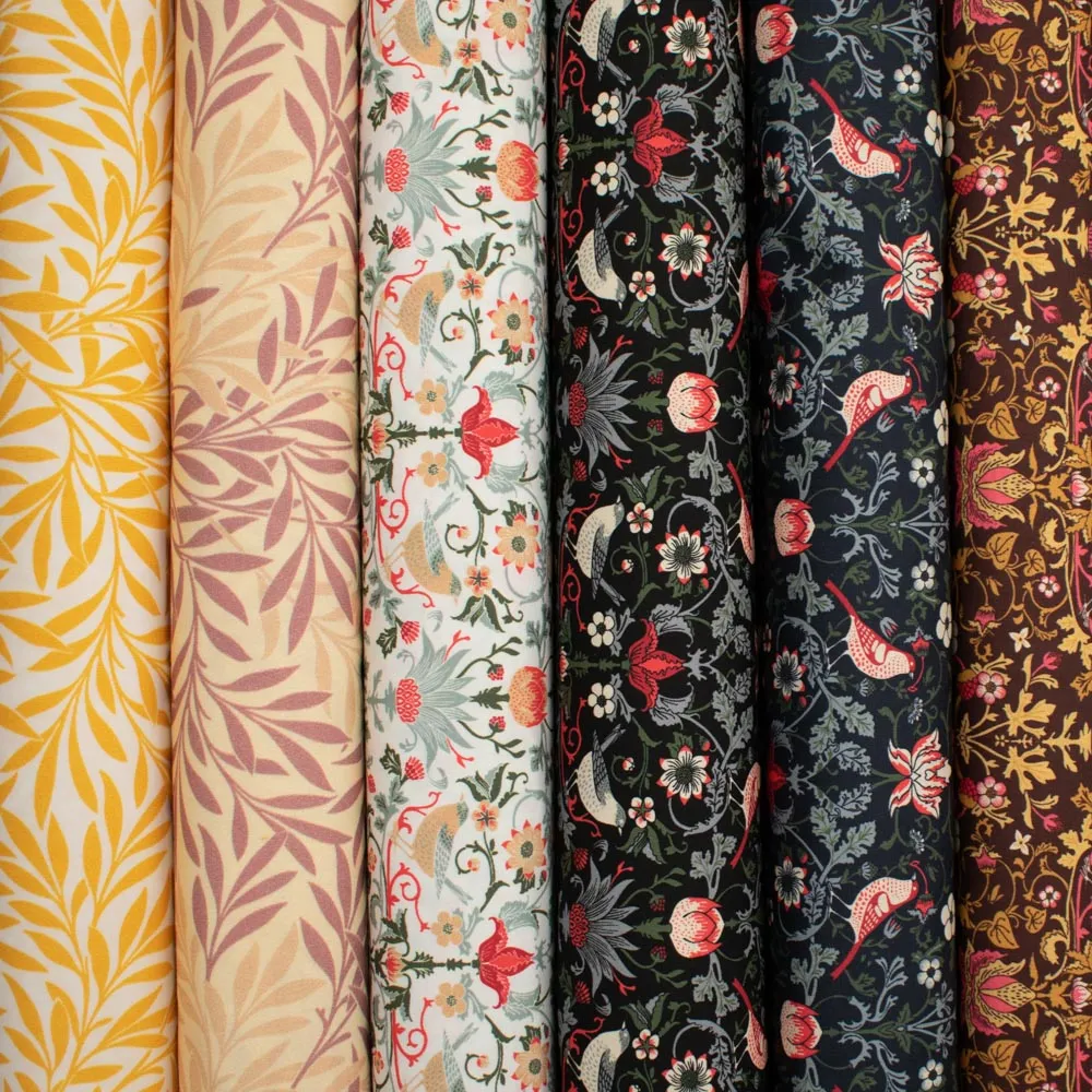 Maurice Style Collection #01 Red Birds & Floral on Black Cotton Prints