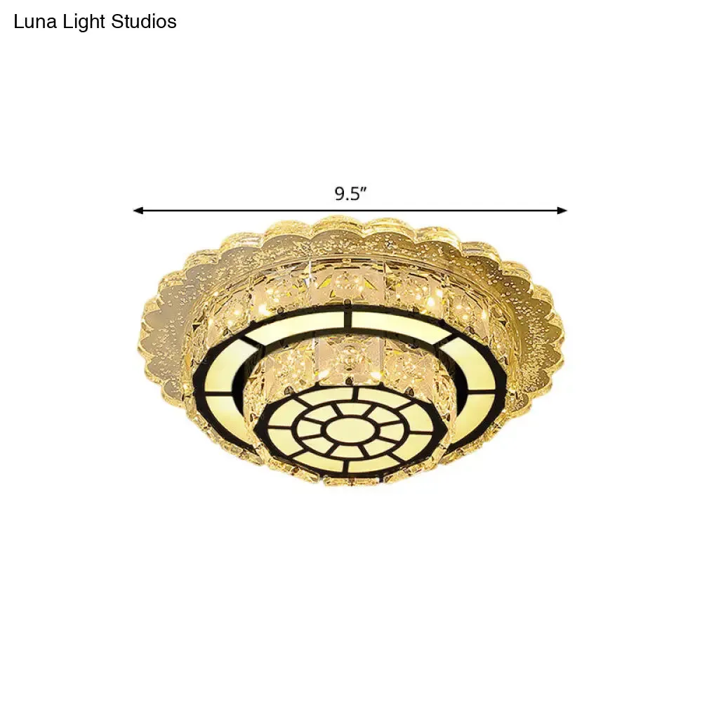 Modern Round/Square Crystal LED Chrome Flush Mount Ceiling Light Fixture for Balcony