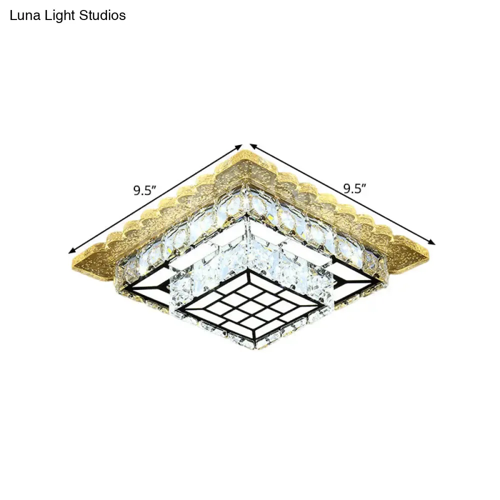 Modern Round/Square Crystal LED Chrome Flush Mount Ceiling Light Fixture for Balcony