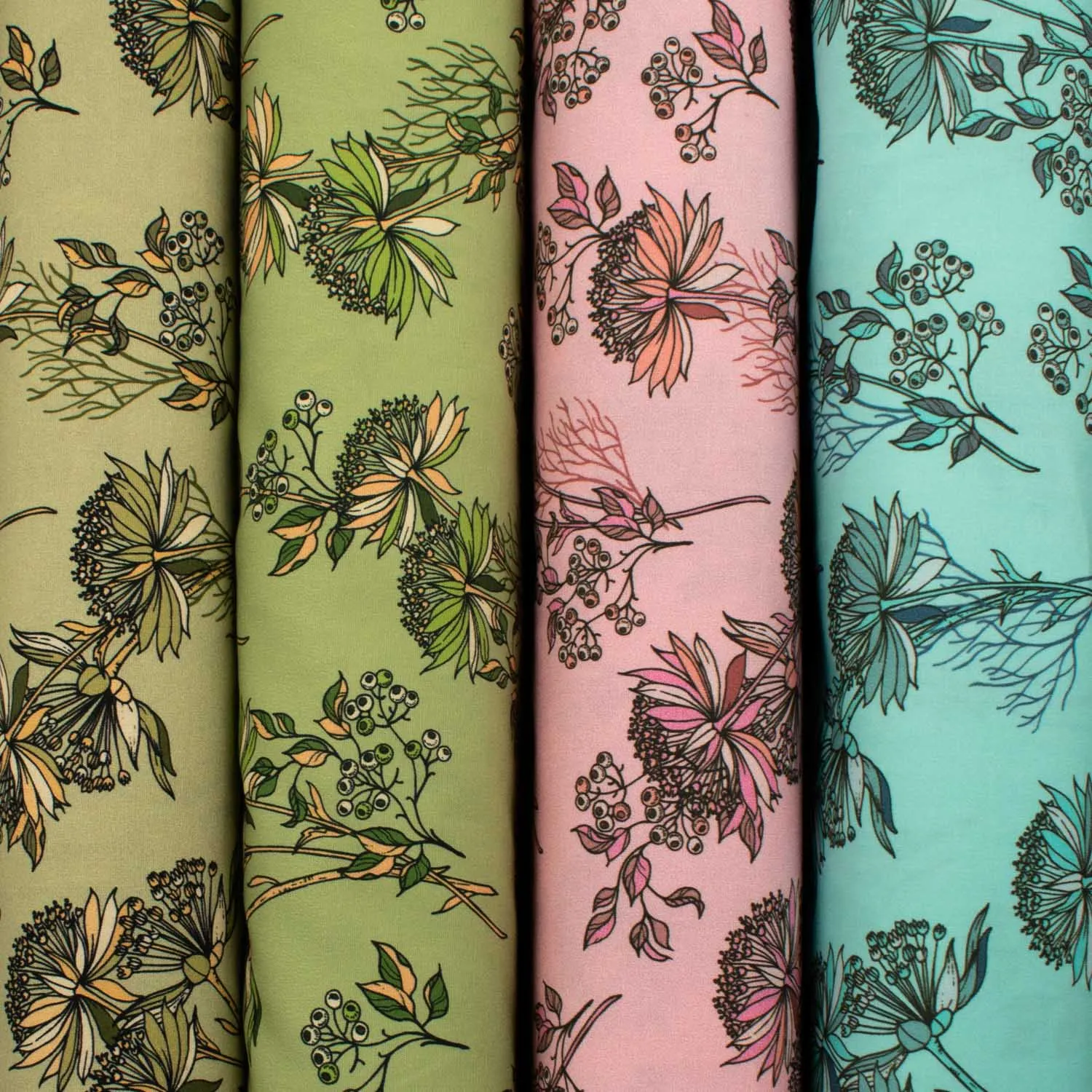 Old World Plants Collection #01 Floral on Pink Cotton Prints