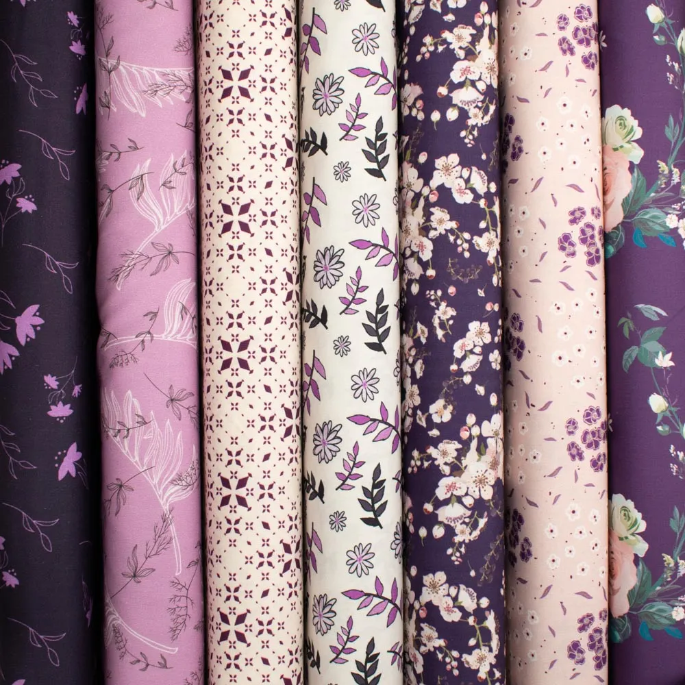 Old World Purple Collection #11 Lilac Flowers on Purple Cotton Prints