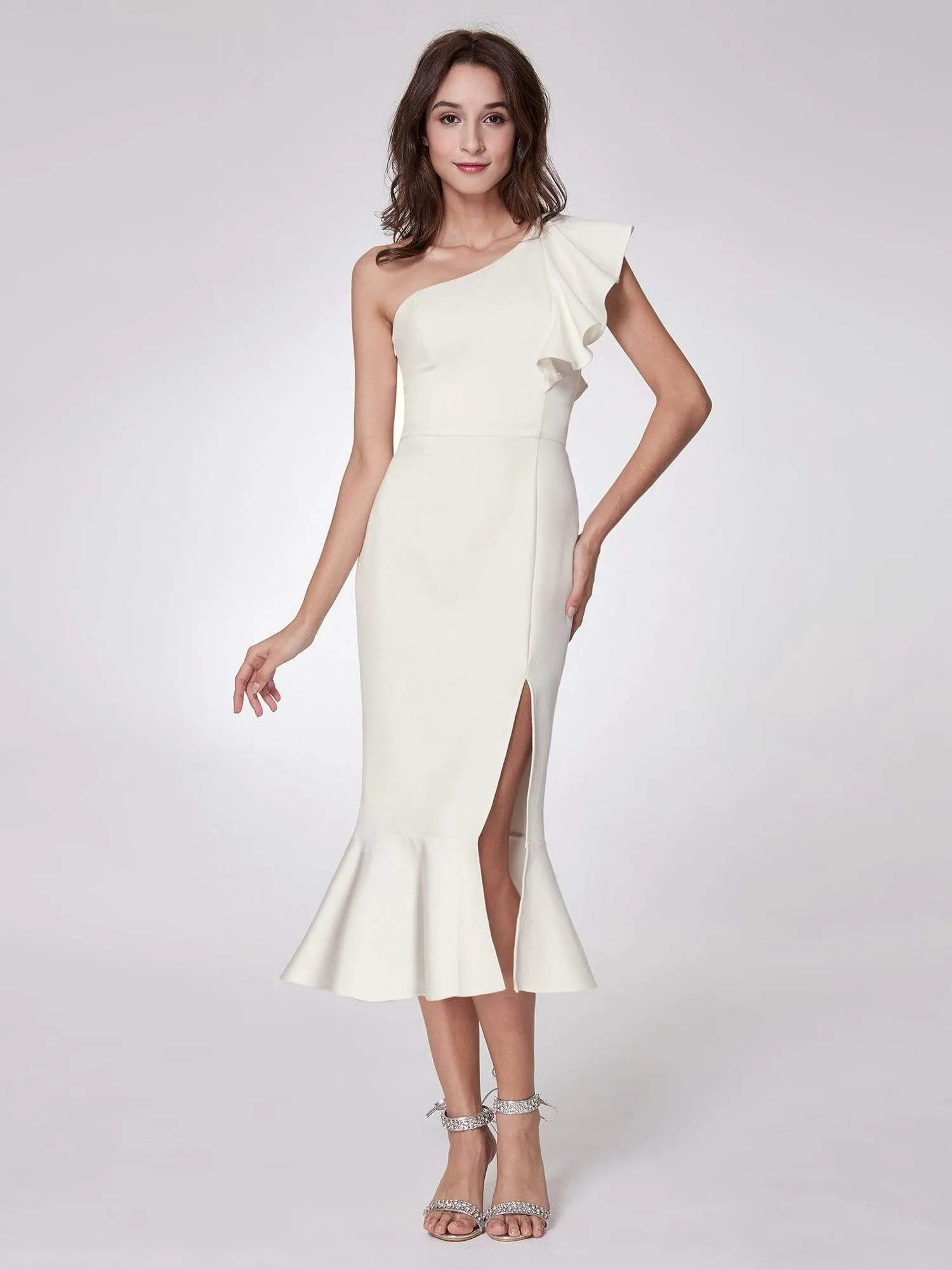 One Shoulder Sexy Fitted Midi Dress