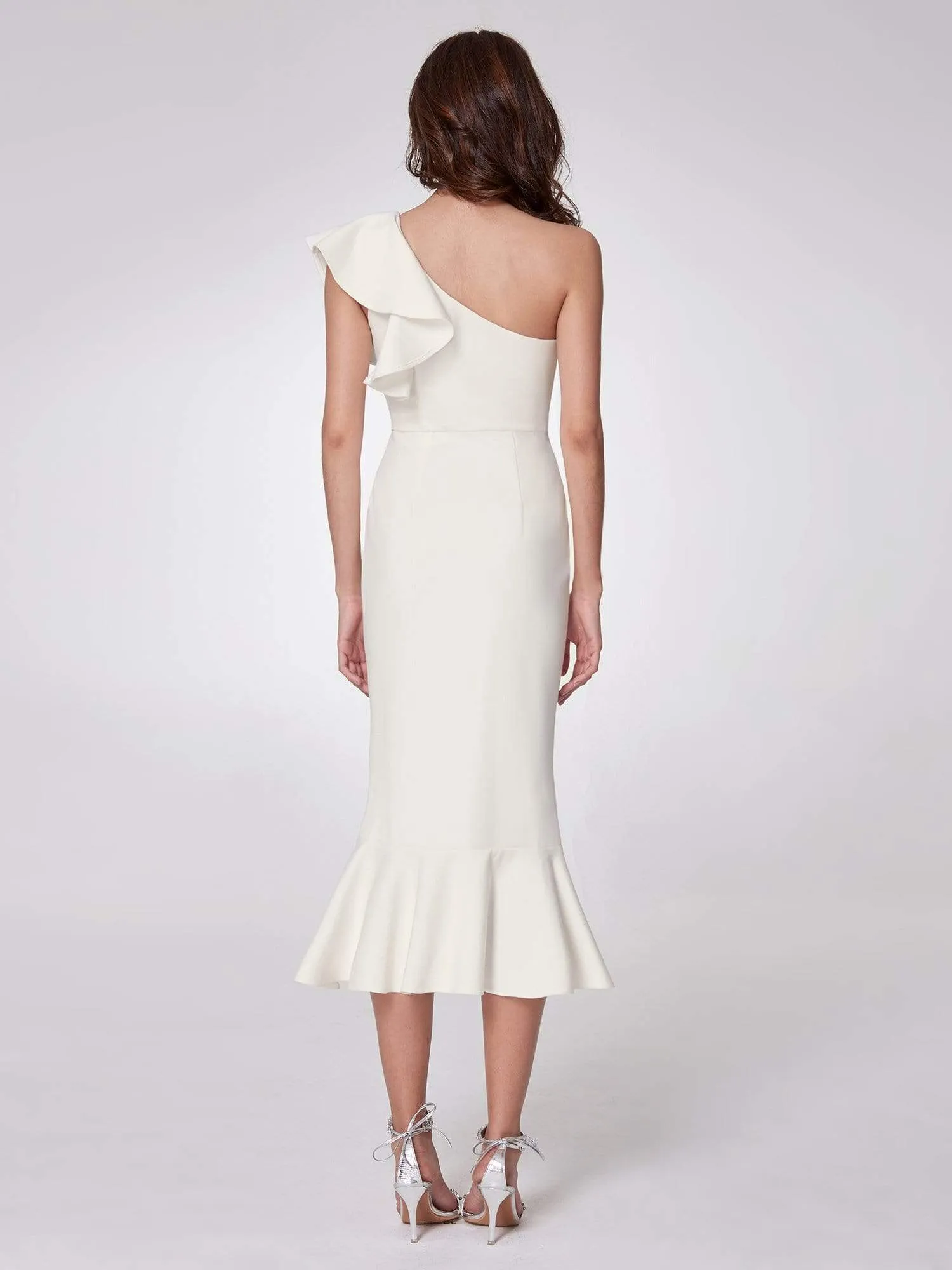 One Shoulder Sexy Fitted Midi Dress