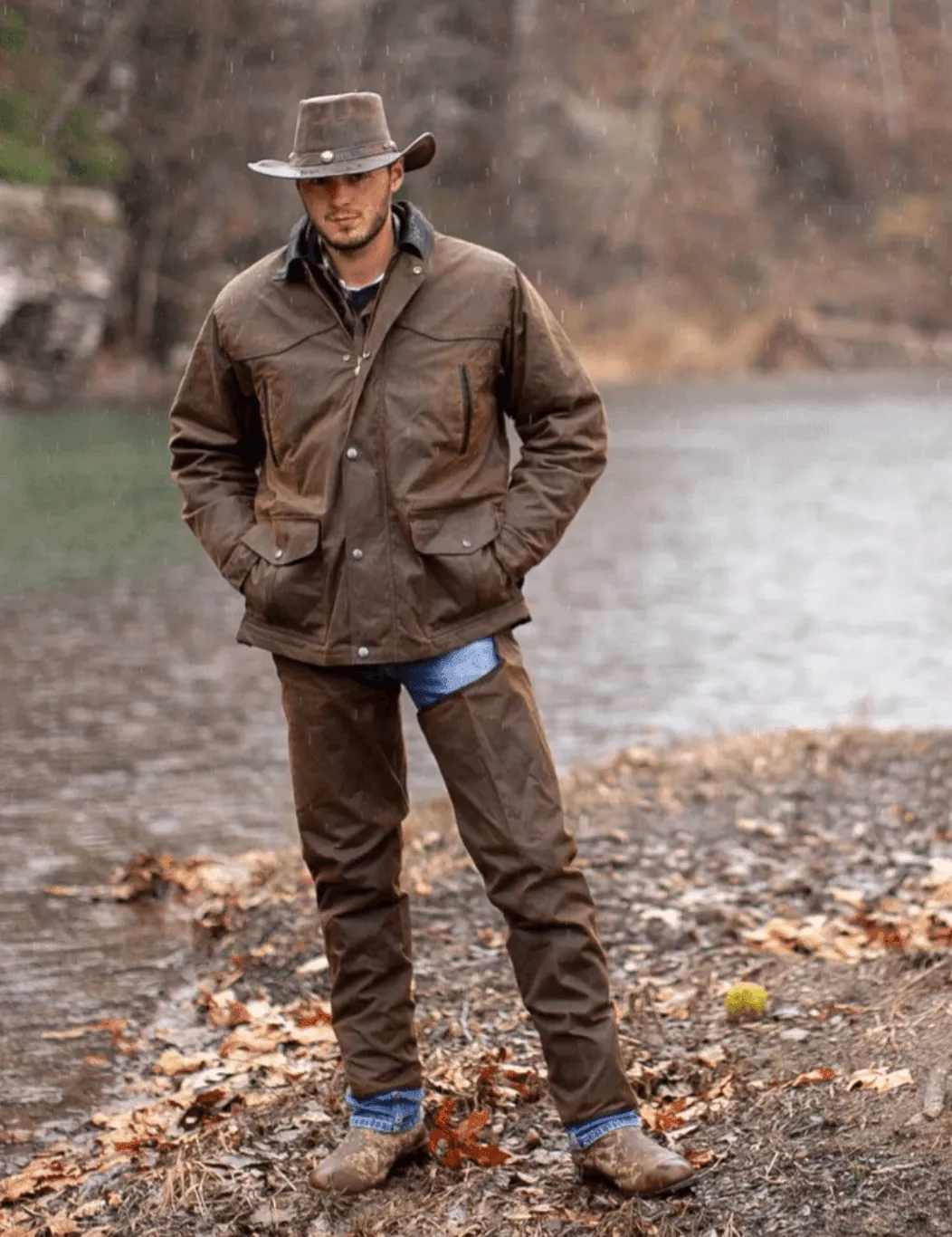 Outback Trading Company Men’s Brown Pathfinder Oilskin Coat Jacket 2707-BRN