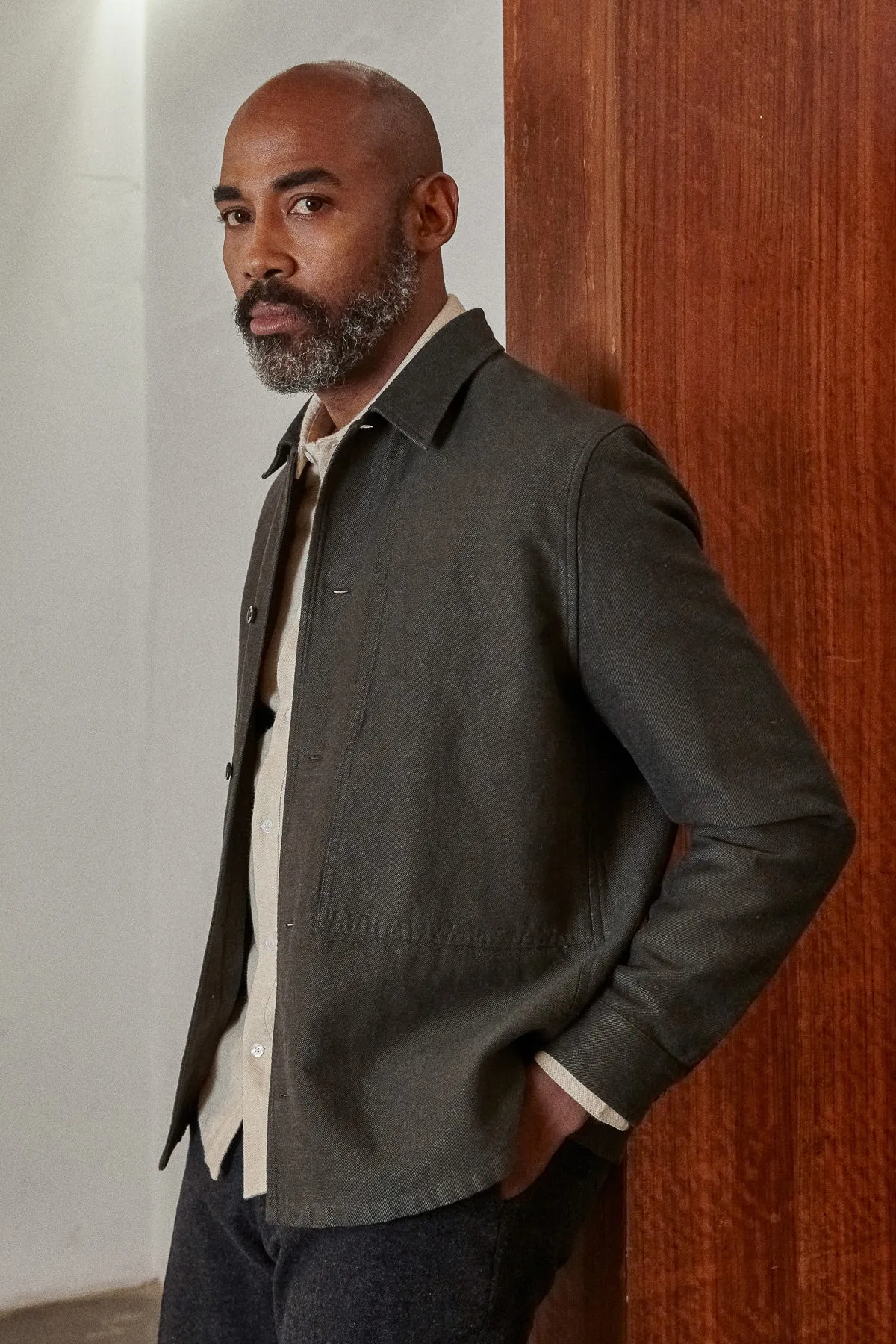 OWE overshirt winter linen steel