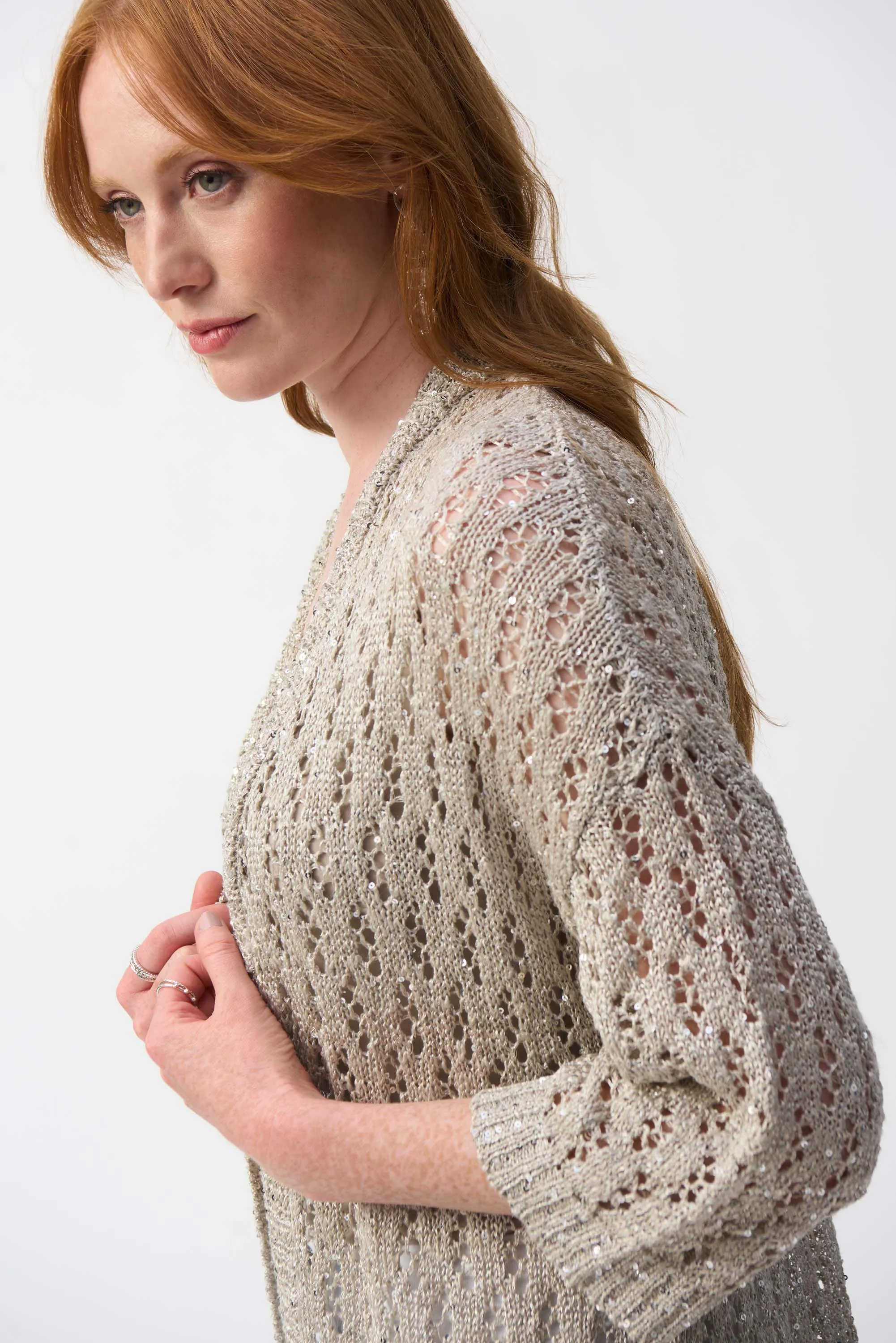 Pointelle Sweater Sequined Cover-Up