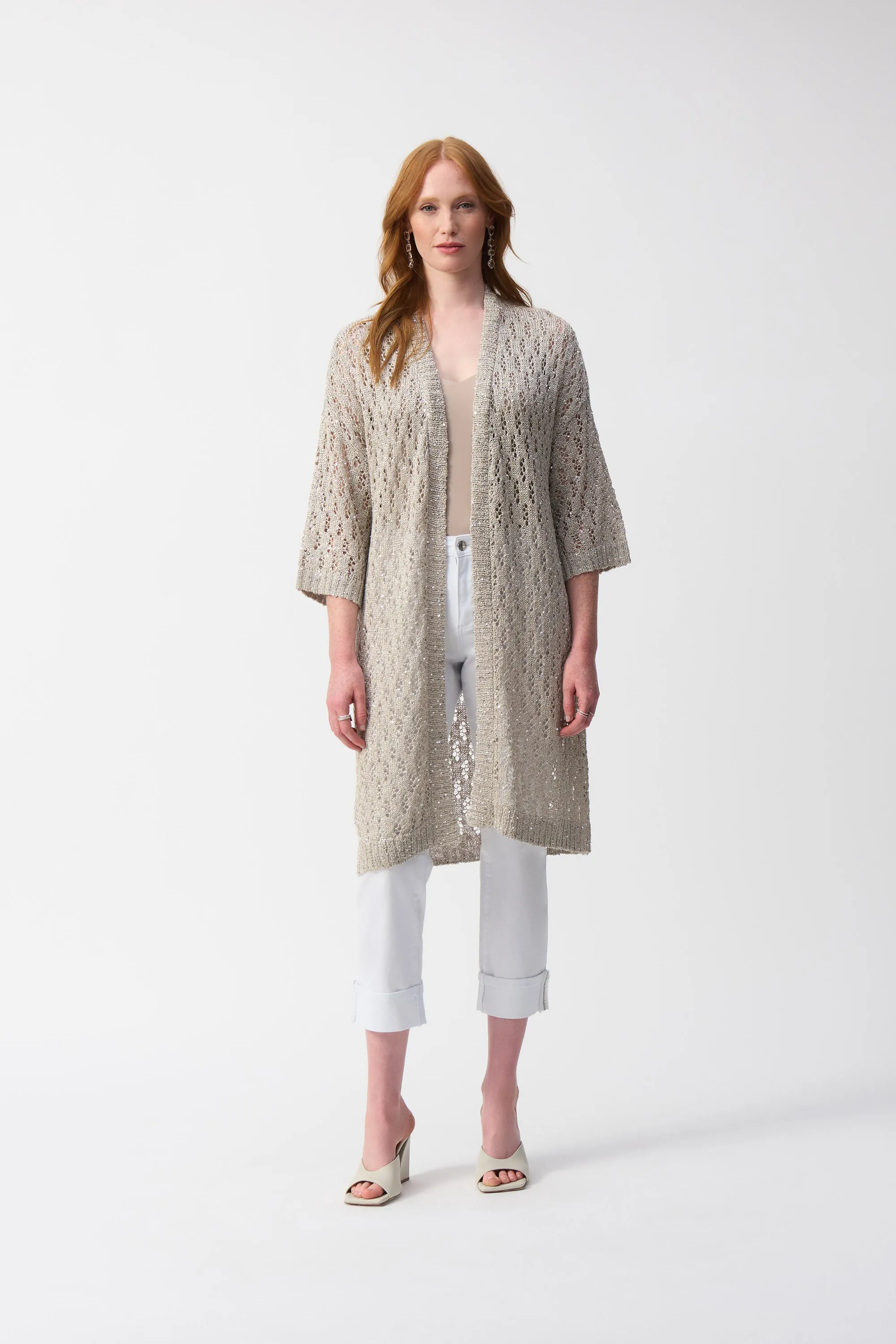 Pointelle Sweater Sequined Cover-Up