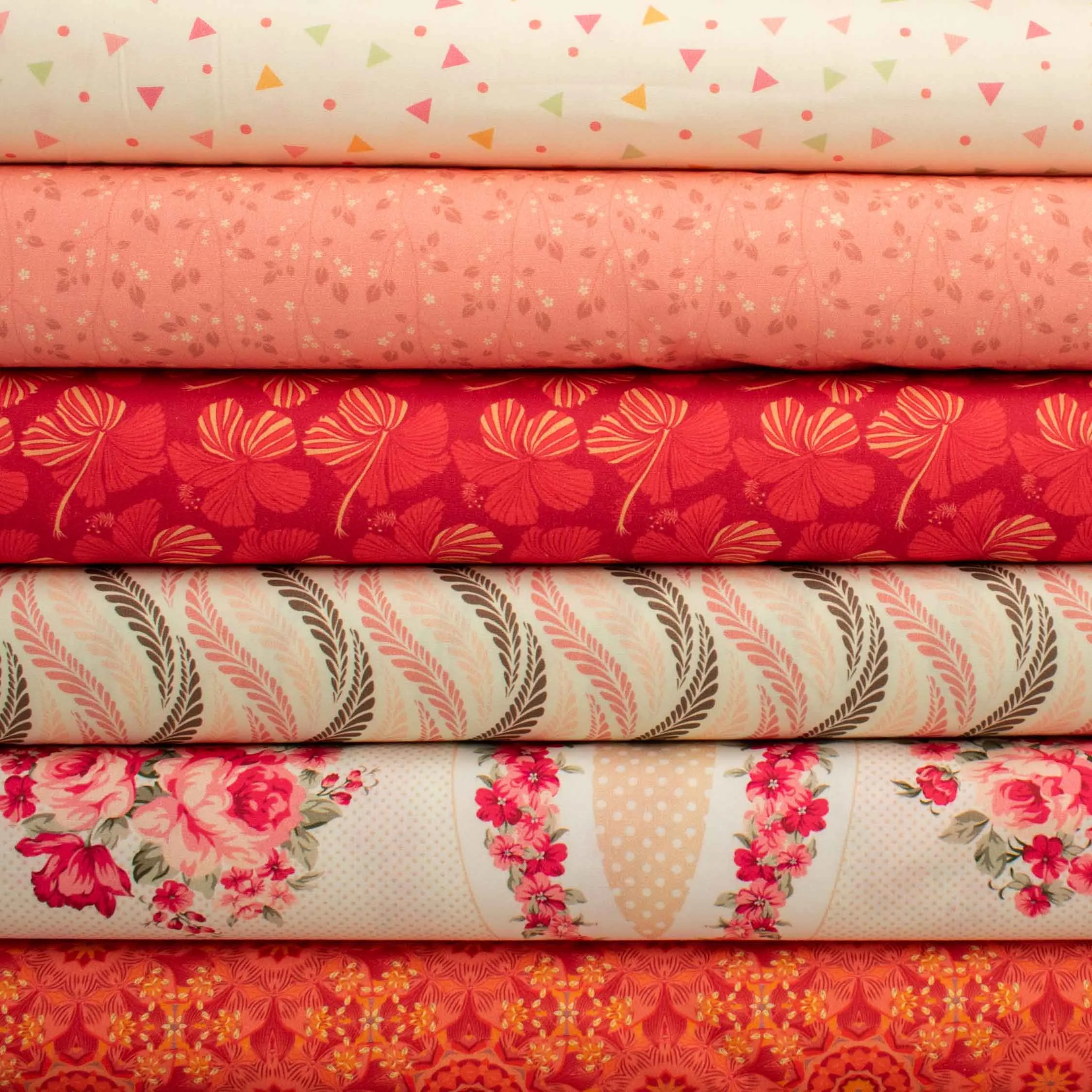 Ruby Red Collection #04 Pink Small Grass Floral Cotton Prints