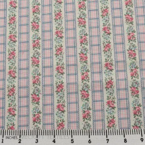 Sky Check Floral Stripe Cotton Print