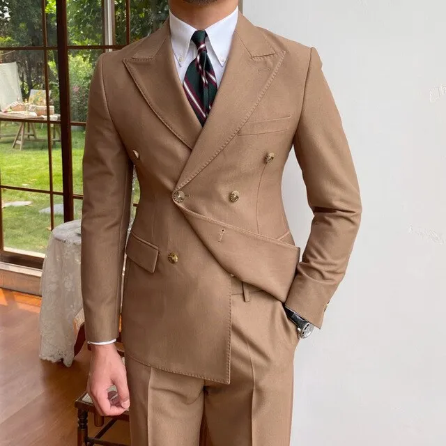 Slim Fit Business Double Breasted Men Suit