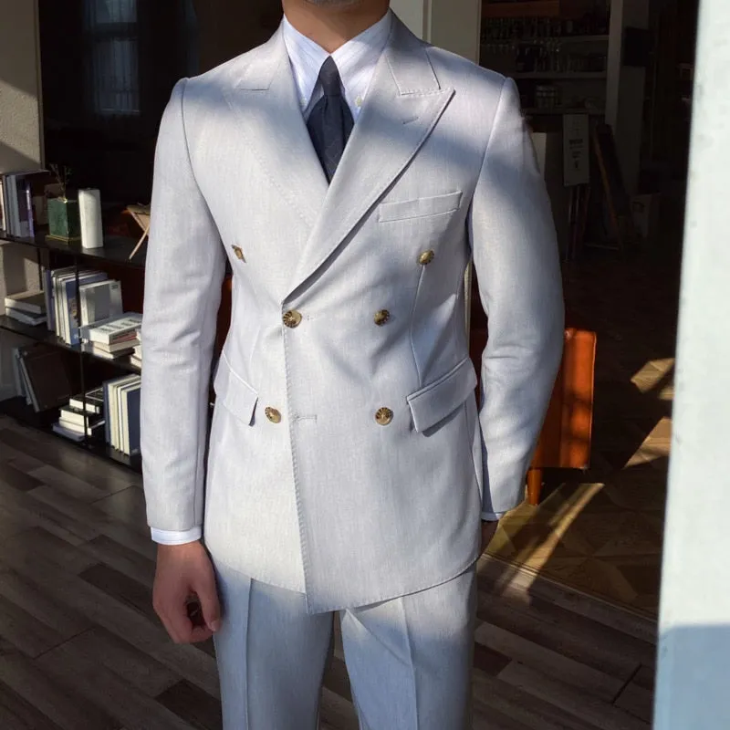 Slim Fit Business Double Breasted Men Suit