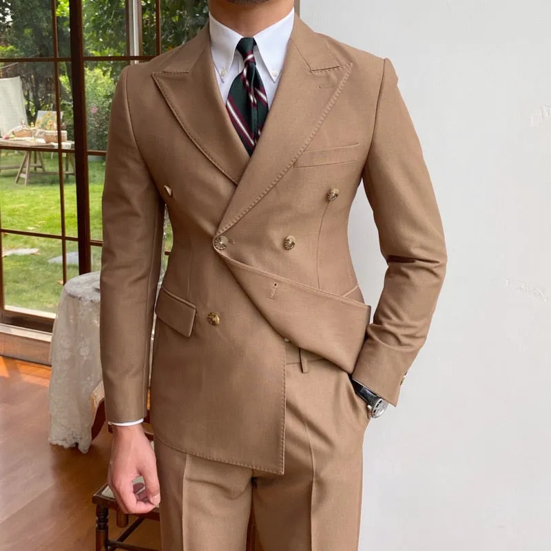 Slim Fit Business Double Breasted Men Suit