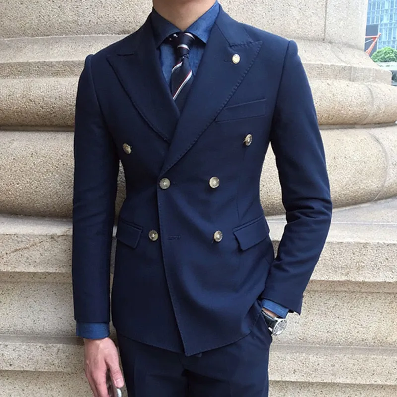 Slim Fit Business Double Breasted Men Suit